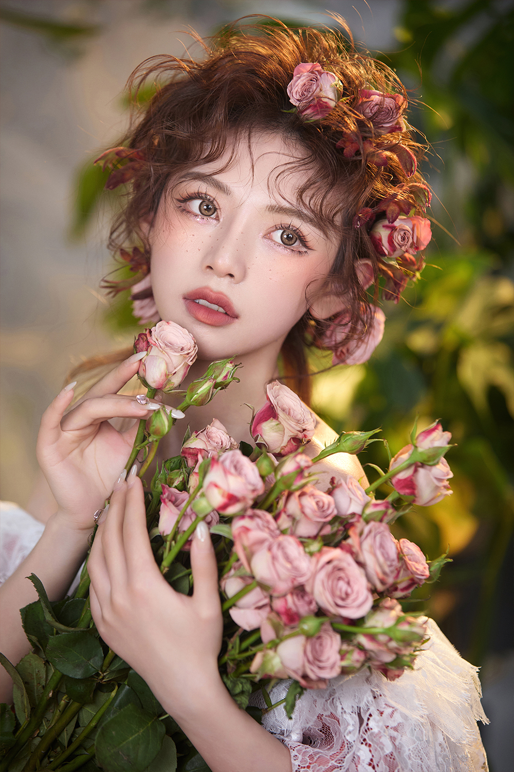 花漾编发&干枯玫瑰森系鲜花仙女风