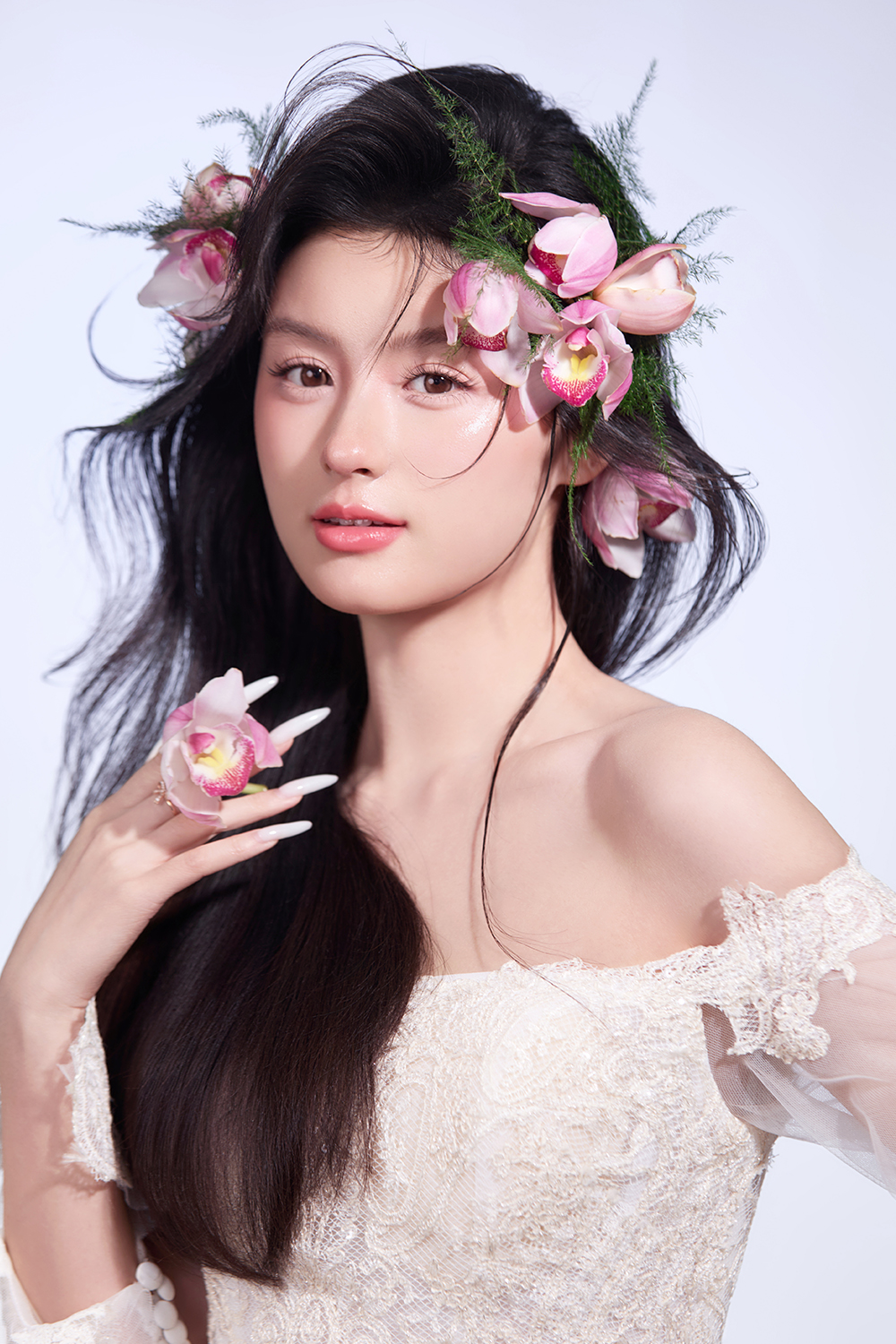 鲜花纹理披发造型两款